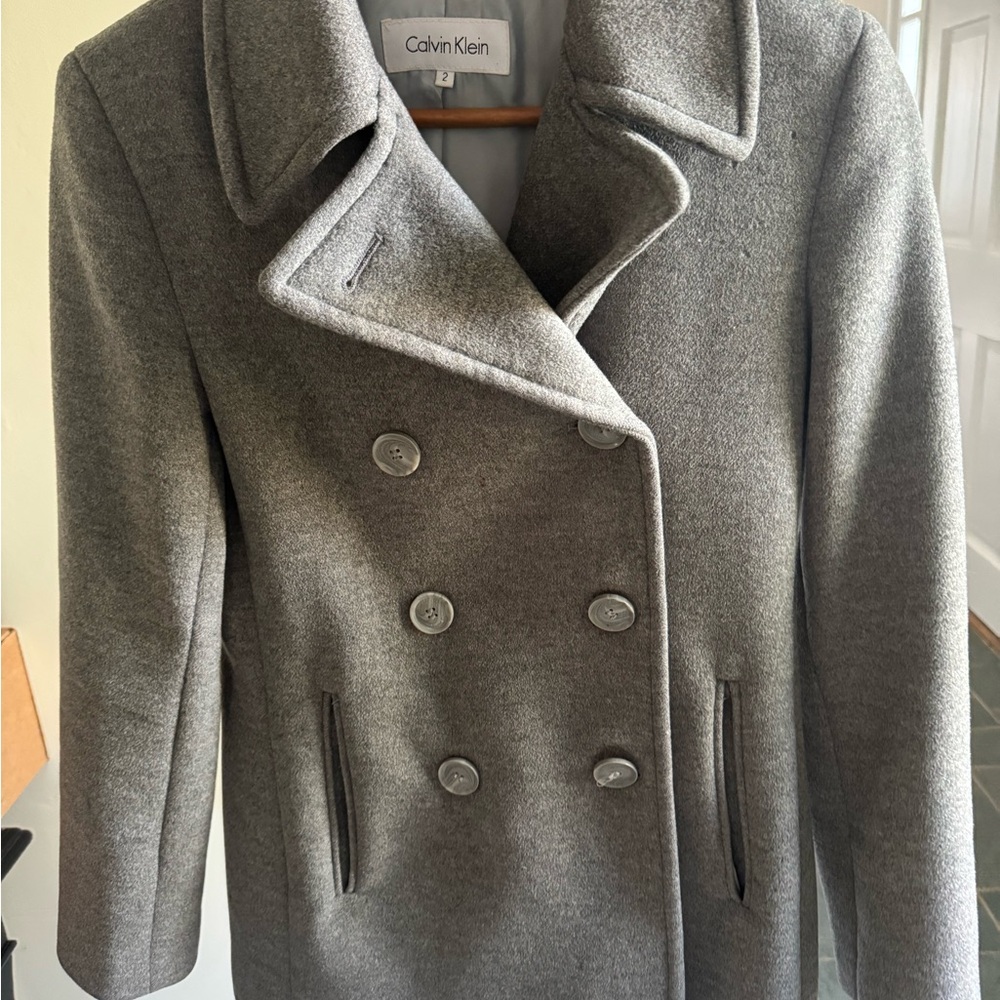 Calvin Klein Gray Pea Coat View 2